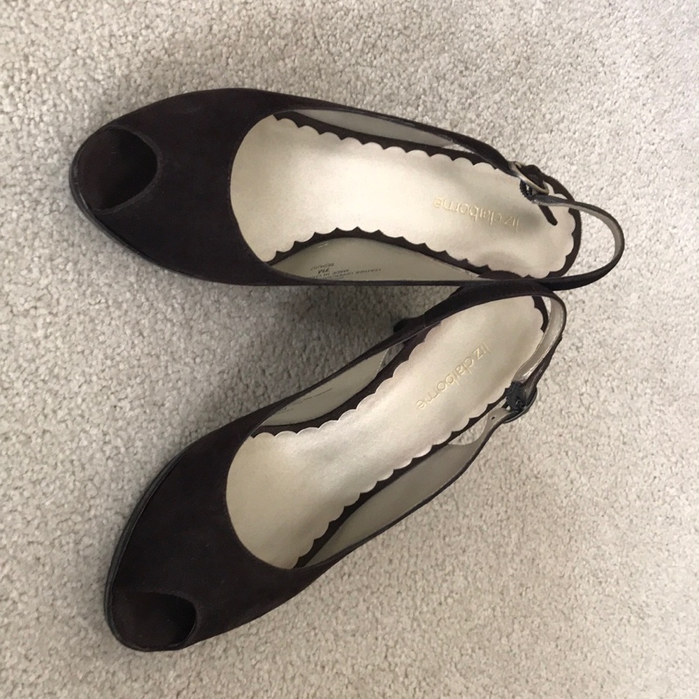 Liz Claiborne sling-back open-toed suede heels